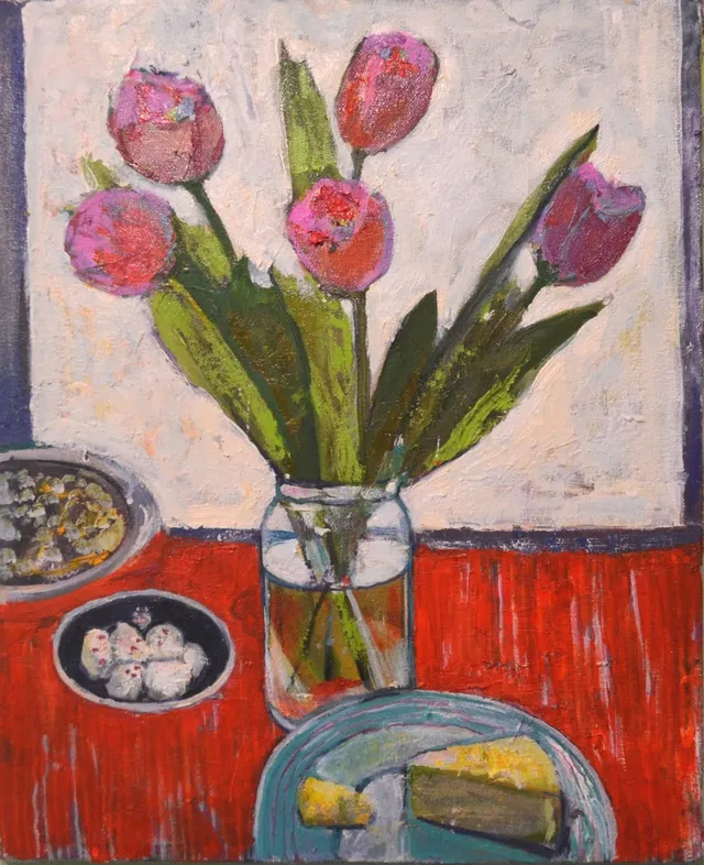 Tulips on Red